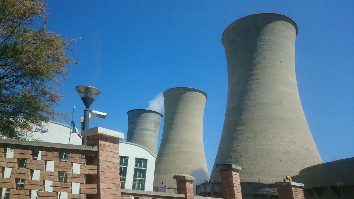 Larderello geothermal cooling towers, Italy