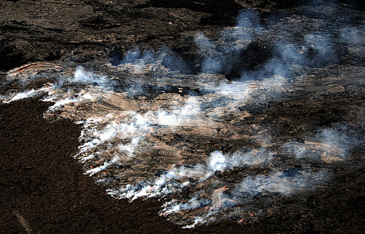 Molten lava flow
